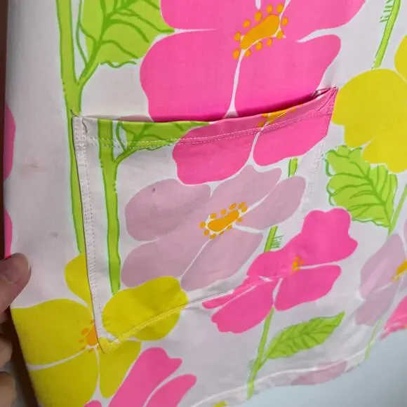 Vintage Lilly Pulitzer Shift Dress Womens Medium Pink Yellow Floral Pockets - Picture 11 of 11
